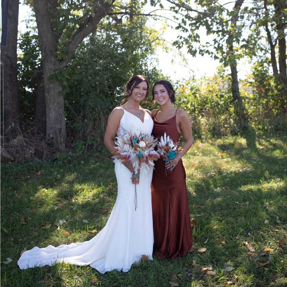 Revelry Rust 721 Satin Bridesmaid Dress
